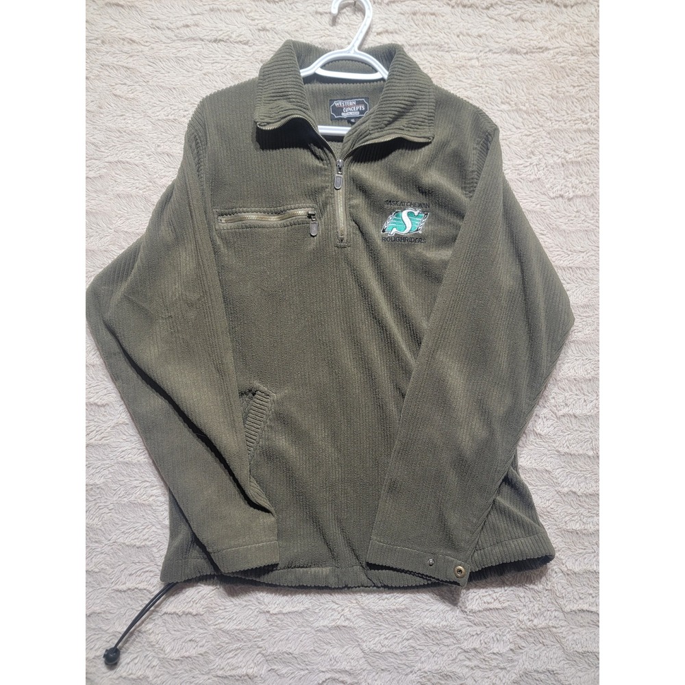 Western Concepts Saskatchewan Roughriders 1/4 Zip Fleece Pullover Olive Green L